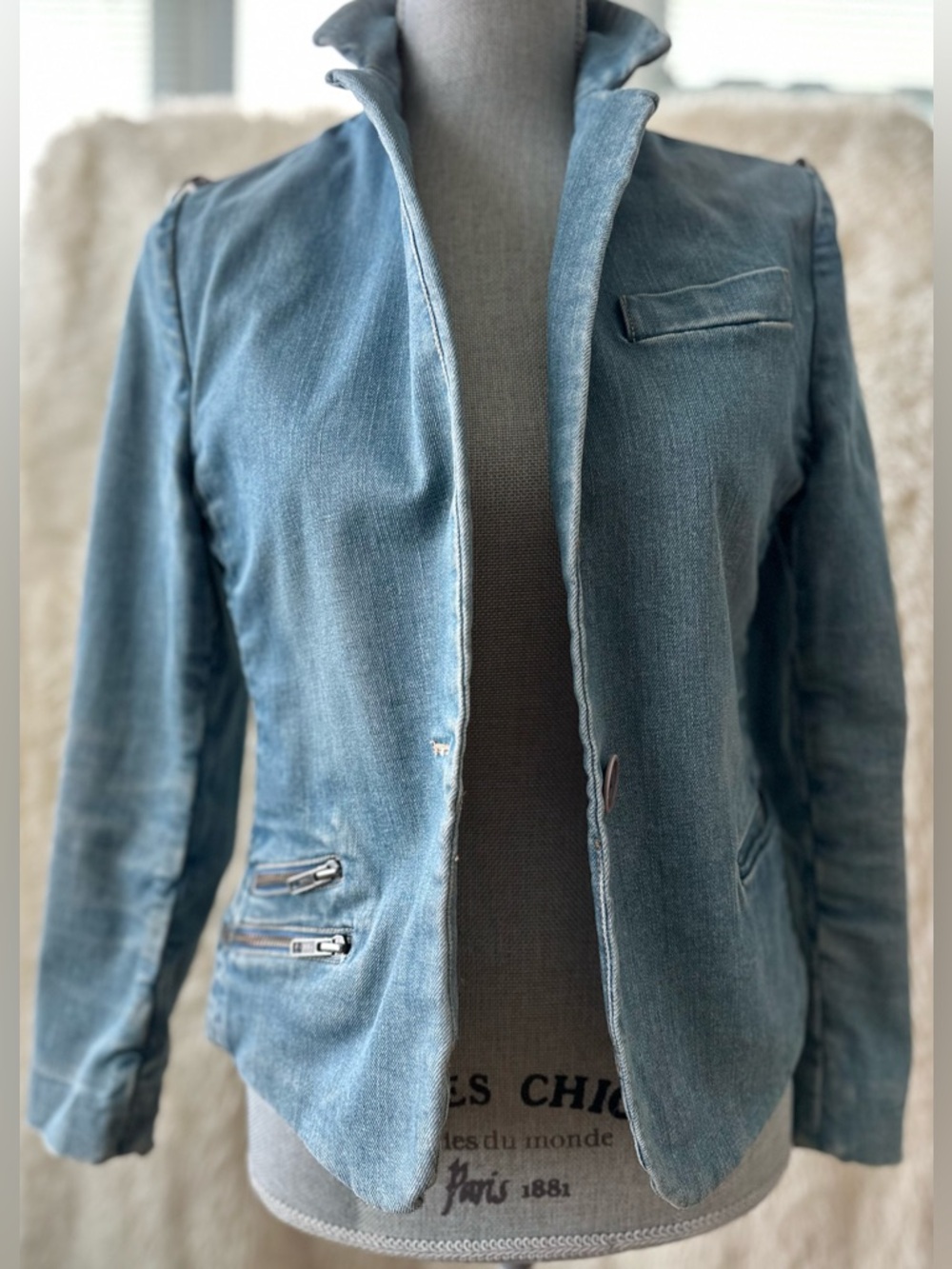 Marc Jacobs Vintage Washed Blue Denim Jean Blazer